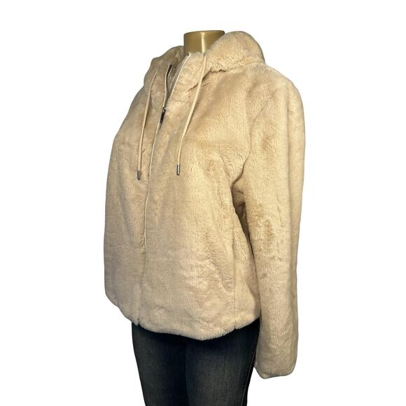 Relish Noless Jacket Womens XL Beige Faux Fur Hooded Full Zip Plush Lined Teddy - Picture 2 of 10
